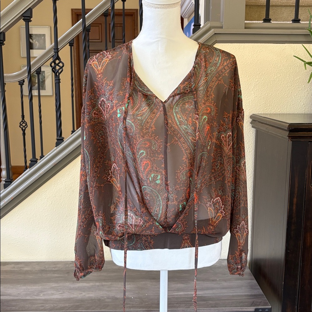 Forever 21 Paisley Print Sheer Blouse Size Small